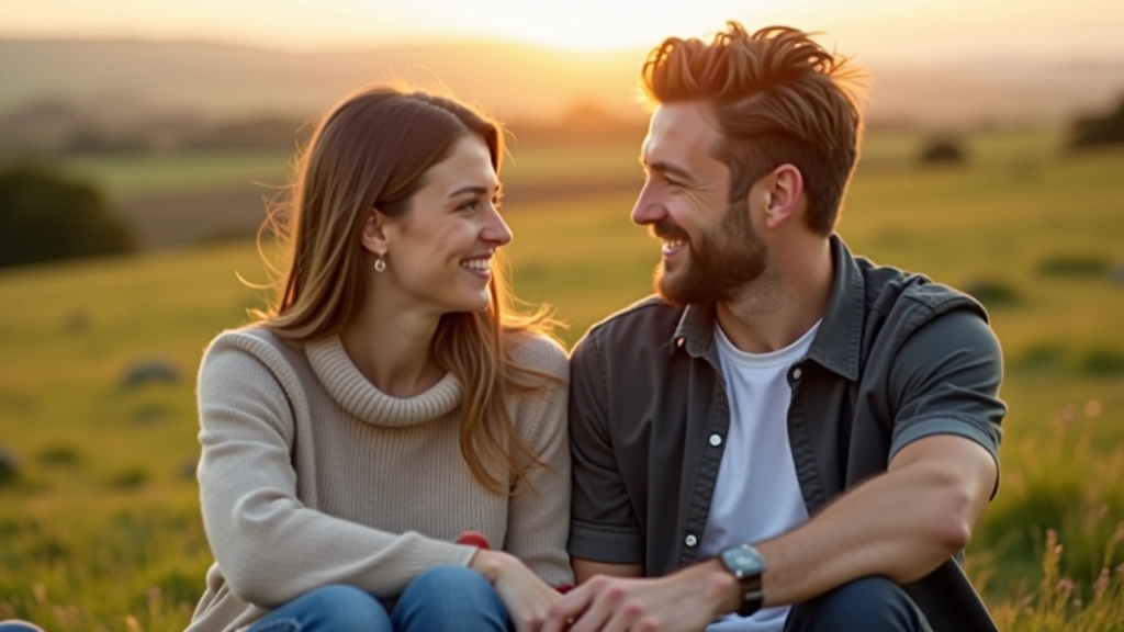 Couple having meaningful conversation outdoors in Ireland, natural light, genuine connection