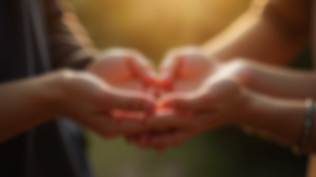 Hands exchanging a thoughtful gift or gesture, intimate moment, natural lighting